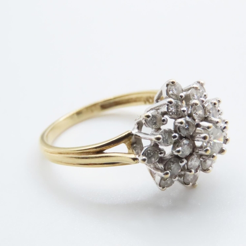 1106 - Diamond Cluster Ring Mounted in Platinum Set on 18 Carat Yellow Gold Ring Size N Total Diamond Weigh... 