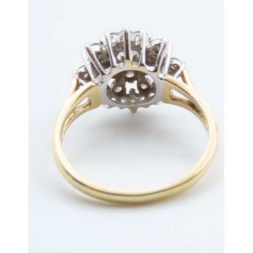 1106 - Diamond Cluster Ring Mounted in Platinum Set on 18 Carat Yellow Gold Ring Size N Total Diamond Weigh... 