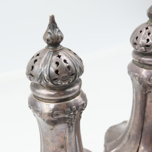 111 - Pair of Silver Salt and Peppers Embossed Decoration Each Approximately 45Inches High