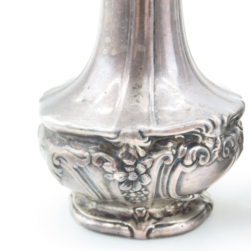 111 - Pair of Silver Salt and Peppers Embossed Decoration Each Approximately 45Inches High