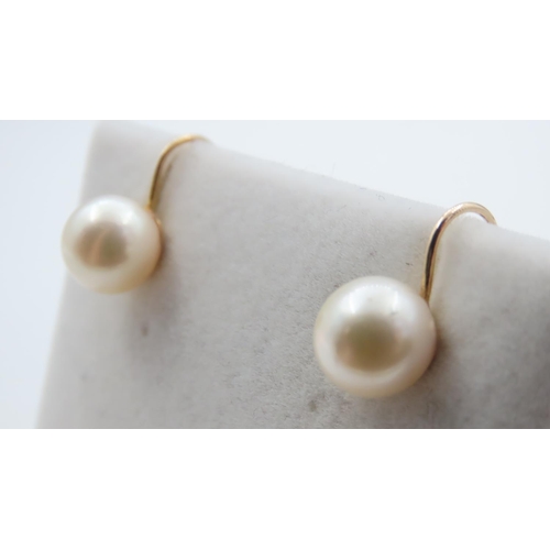 1119 - Pair of Pearl Set 9 Carat Yellow Gold Earrings