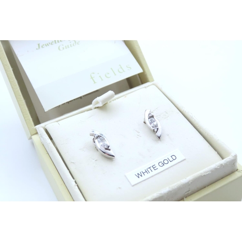 1129 - Pair of Gemstone Set 9 Carat White Gold Earrings