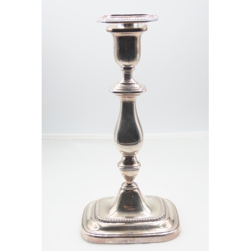 113 - Silver Plated Candle Rest Pedestal Form Rectangular Base