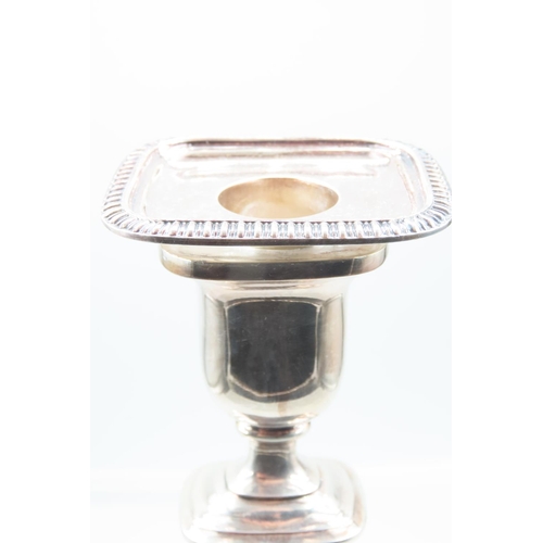 113 - Silver Plated Candle Rest Pedestal Form Rectangular Base