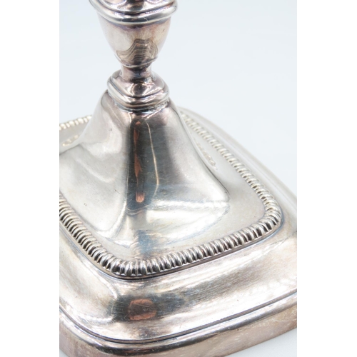 113 - Silver Plated Candle Rest Pedestal Form Rectangular Base