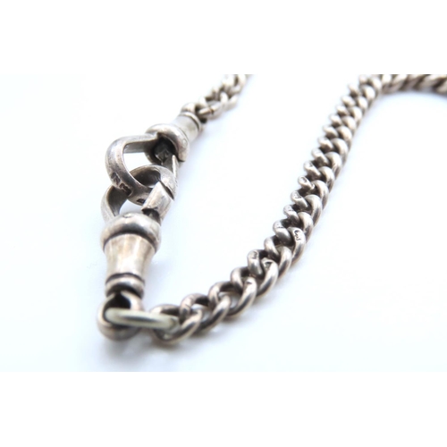 1132 - Silver T-Bar Pocket Watch Chain or Necklace 42cm Long