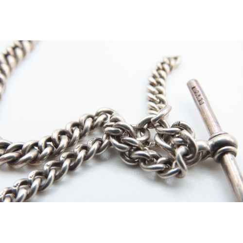 1132 - Silver T-Bar Pocket Watch Chain or Necklace 42cm Long