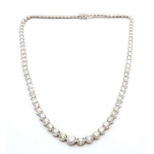 1152 - Diamond Riviere Necklace Graduated Form Set in 18 Carat White Gold Diamonds Colour H, SI Clarity Art... 