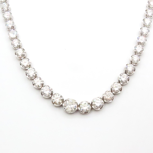 1152 - Diamond Riviere Necklace Graduated Form Set in 18 Carat White Gold Diamonds Colour H, SI Clarity Art... 