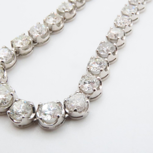 1152 - Diamond Riviere Necklace Graduated Form Set in 18 Carat White Gold Diamonds Colour H, SI Clarity Art... 