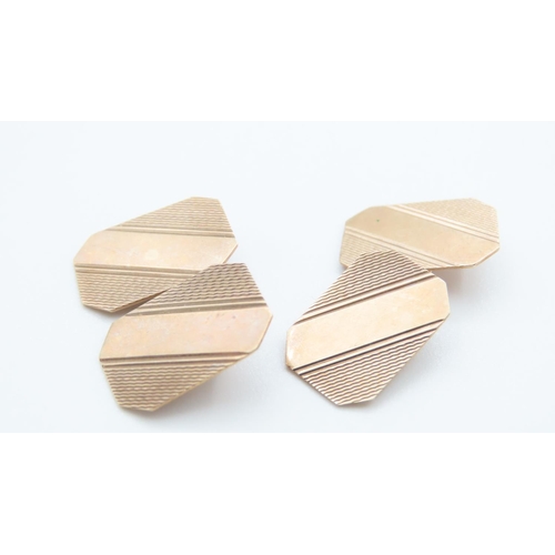 1162 - Pair of 9 Carat Yellow Gold Panel Cuff Links