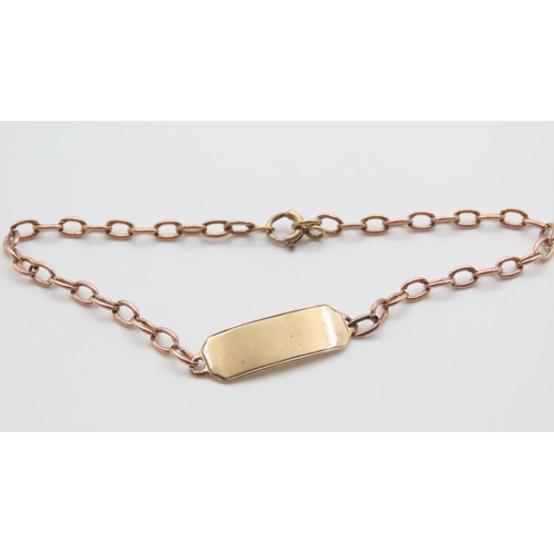 1167 - 9 Carat Rose Gold Panel Motif Bracelet 20cm Long