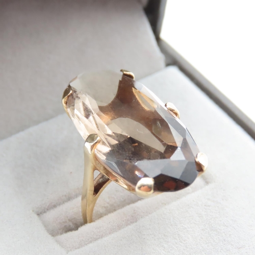 1175 - Smoky Quartz Single Stone Statement Ring Mounted on 9 Carat Yellow Gold Band Ring Size L