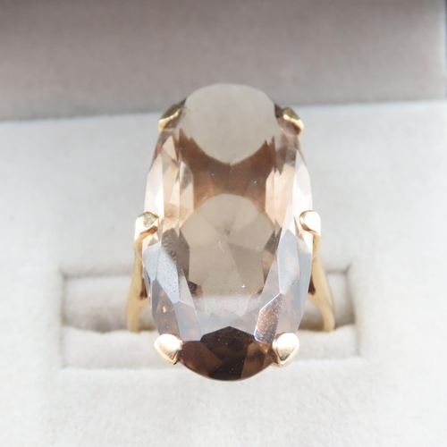 1175 - Smoky Quartz Single Stone Statement Ring Mounted on 9 Carat Yellow Gold Band Ring Size L