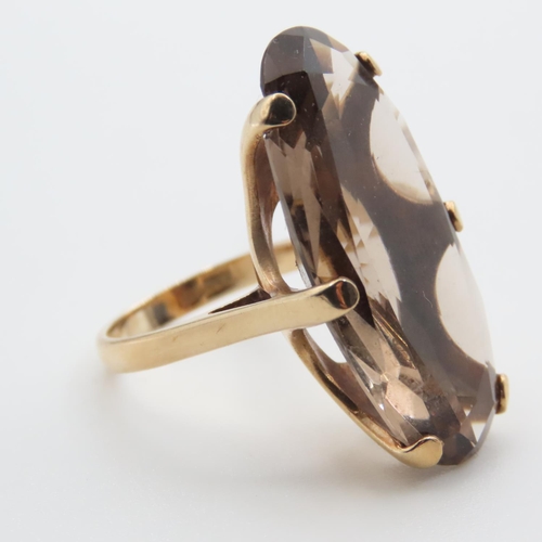 1175 - Smoky Quartz Single Stone Statement Ring Mounted on 9 Carat Yellow Gold Band Ring Size L