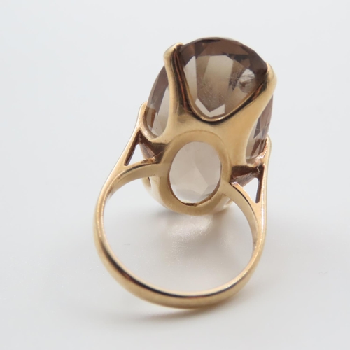 1175 - Smoky Quartz Single Stone Statement Ring Mounted on 9 Carat Yellow Gold Band Ring Size L