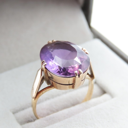 1176 - Basket Set Amethyst Ring Mounted on 9 Carat Yellow Gold Ring Size L