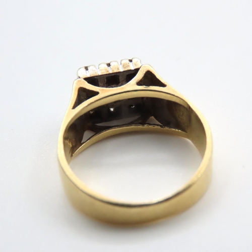 1178 - Nine Stone Diamond Ring Mounted in 18 Carat Yellow Gold Band Ring Size J and a Half