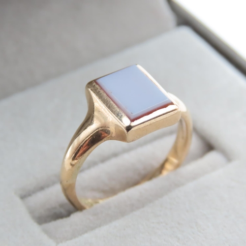 1179 - 9 Carat Rose Gold Sardonyx Panel Signet Ring Size K