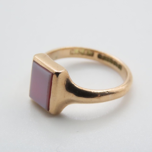 1179 - 9 Carat Rose Gold Sardonyx Panel Signet Ring Size K