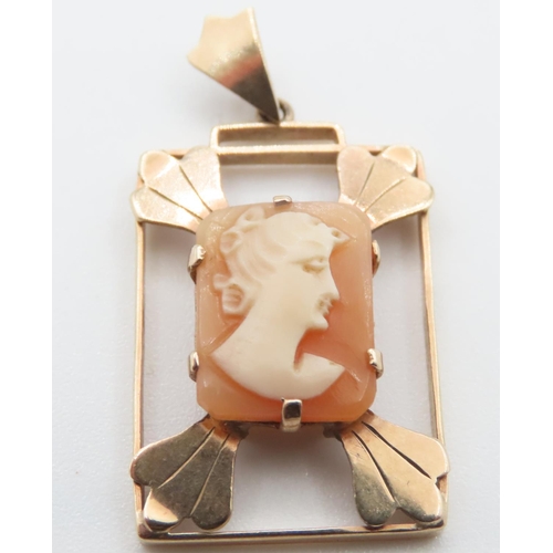 1187 - 9 Carat Yellow Gold Cameo Pendant 3cm High