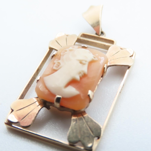 1187 - 9 Carat Yellow Gold Cameo Pendant 3cm High