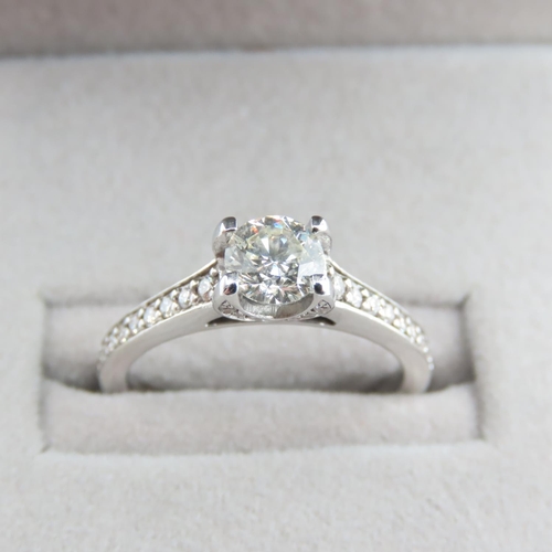 1189 - Diamond Solitaire Ring Mounted in 18 Carat White Gold with Further Diamond Inset to Shoulders Centre... 