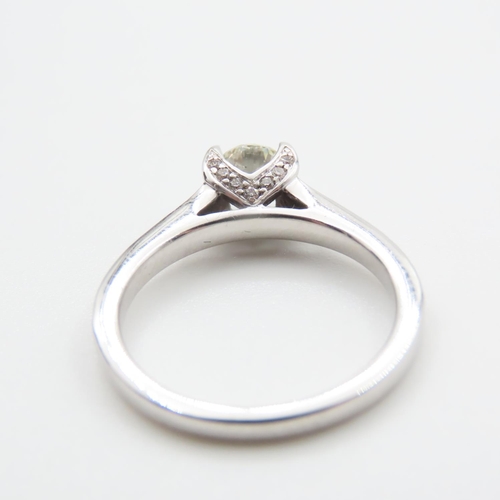 1189 - Diamond Solitaire Ring Mounted in 18 Carat White Gold with Further Diamond Inset to Shoulders Centre... 