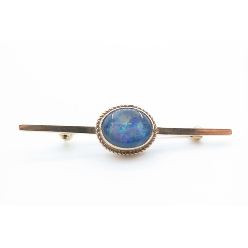 1194 - Opal Set 9 Carat Yellow Gold Brooch 4cm Wide