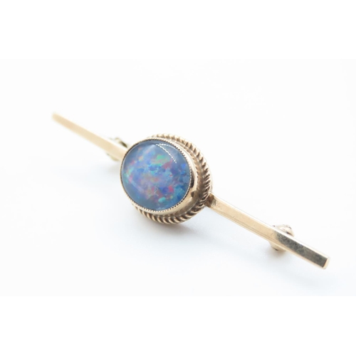 1194 - Opal Set 9 Carat Yellow Gold Brooch 4cm Wide