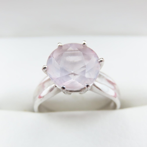 1198 - Pale Pink Sapphire Solitaire Statement Ring Mounted on 9 Carat White Gold Band Ring Size N and a Hal... 