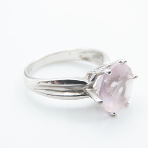 1198 - Pale Pink Sapphire Solitaire Statement Ring Mounted on 9 Carat White Gold Band Ring Size N and a Hal... 