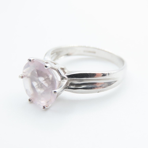 1198 - Pale Pink Sapphire Solitaire Statement Ring Mounted on 9 Carat White Gold Band Ring Size N and a Hal... 