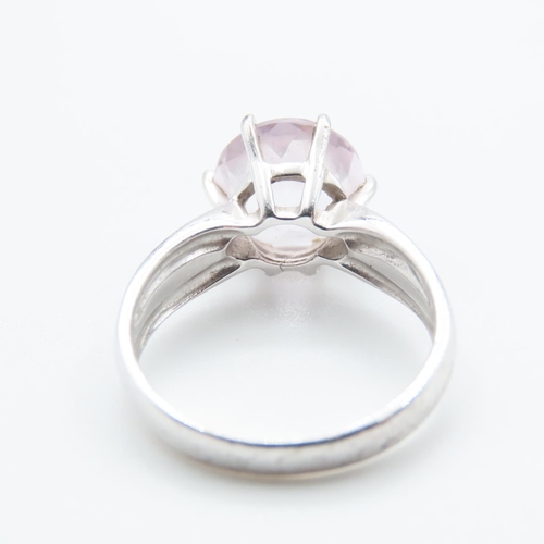 1198 - Pale Pink Sapphire Solitaire Statement Ring Mounted on 9 Carat White Gold Band Ring Size N and a Hal... 