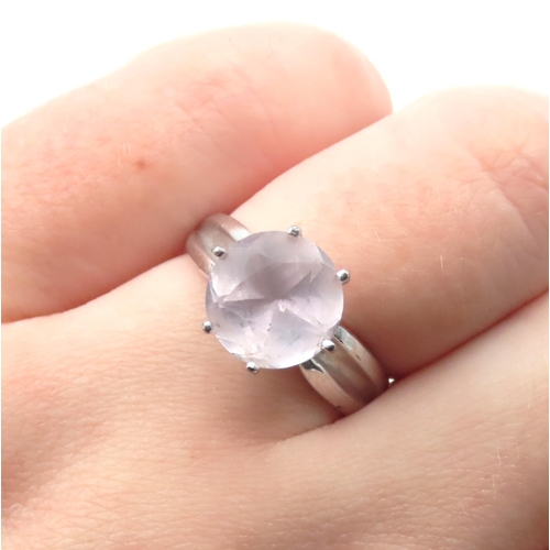 1198 - Pale Pink Sapphire Solitaire Statement Ring Mounted on 9 Carat White Gold Band Ring Size N and a Hal... 