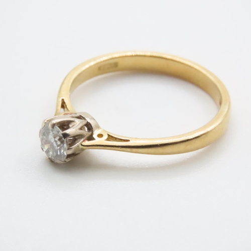 1201 - Basket Set Diamond Solitaire Ring Mounted on 18 Carat Yellow Gold Ring Size M