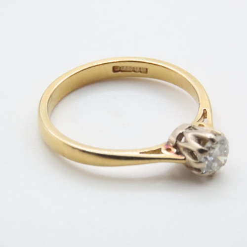 1201 - Basket Set Diamond Solitaire Ring Mounted on 18 Carat Yellow Gold Ring Size M