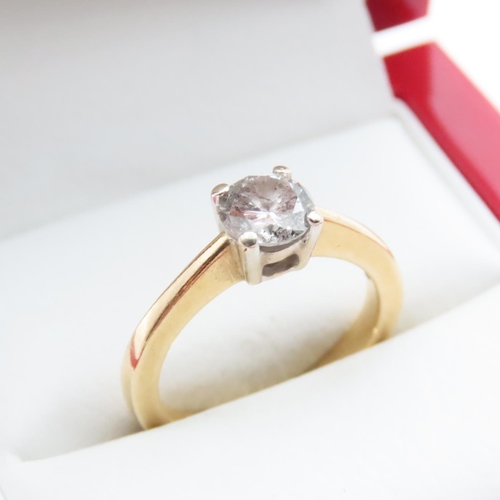 1204 - 1 Carat Diamond Solitaire Four Claw Set  Mounted on 18 Carat Yellow Gold Ring Size N Diamond Weight