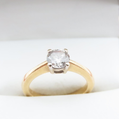 1204 - 1 Carat Diamond Solitaire Four Claw Set  Mounted on 18 Carat Yellow Gold Ring Size N Diamond Weight