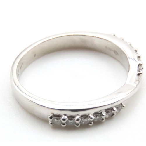 1207 - Diamond Set Twist Form Platinum Ring Size K and a Half