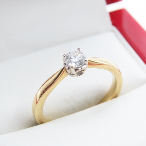 1208 - Diamond Solitaire Set in 18 Carat Yellow Gold Ring Size P