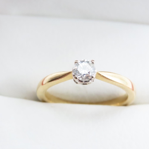 1208 - Diamond Solitaire Set in 18 Carat Yellow Gold Ring Size P