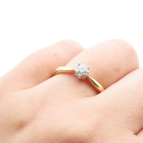 1208 - Diamond Solitaire Set in 18 Carat Yellow Gold Ring Size P