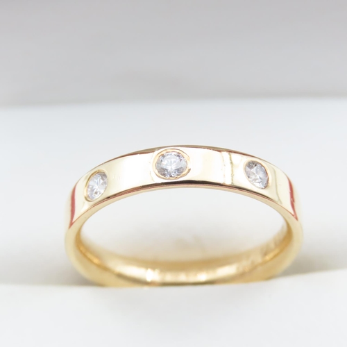 1211 - Three Stone Diamond Set 18 Carat Yellow Gold Band Ring Size N