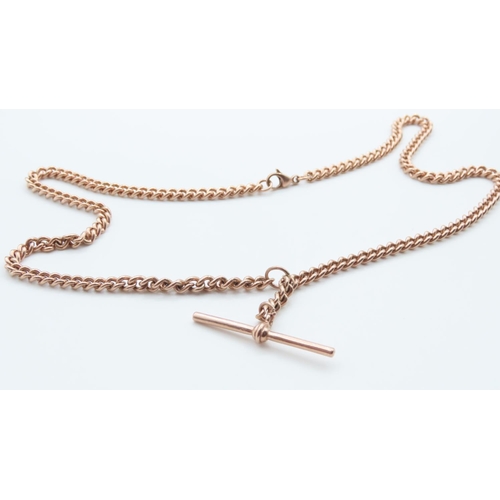 1222 - 9 Carat Rose Gold T-Bar Pocket Watch Chain or Necklace 44cm Long