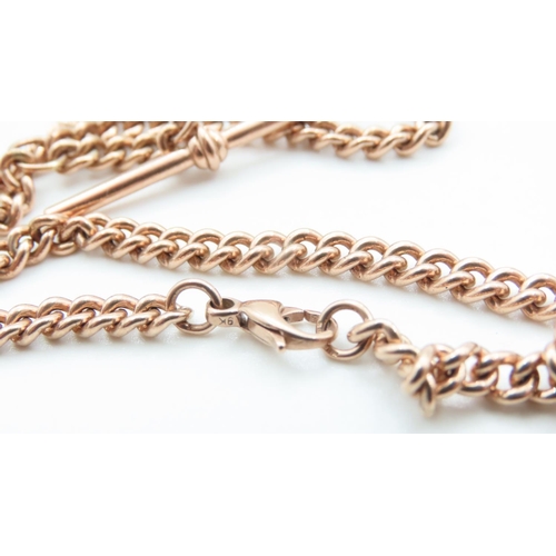 1222 - 9 Carat Rose Gold T-Bar Pocket Watch Chain or Necklace 44cm Long