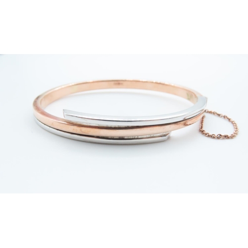 1225 - 9 Carat Rose and White Gold Bangle Bracelet 6cm Diameter