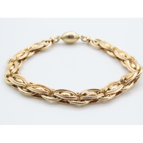 1227 - 9 Carat Yellow Gold Fancy Link Bracelet 19cm Long