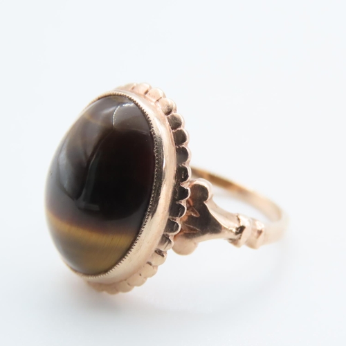 1228 - Tigers Eye Single Stone Ring Mounted in 9 Carat Yellow Gold Ring Size I