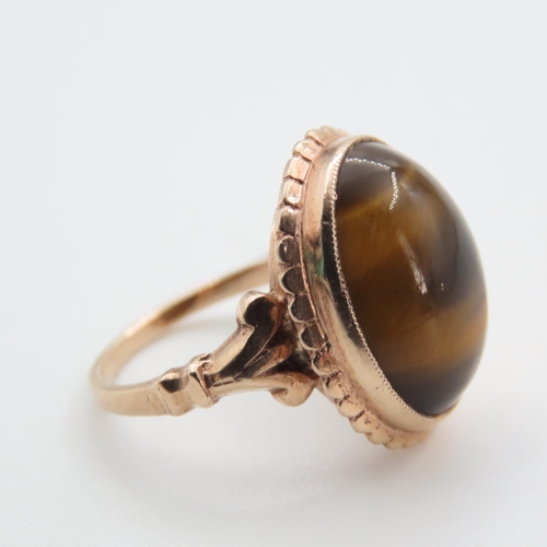 1228 - Tigers Eye Single Stone Ring Mounted in 9 Carat Yellow Gold Ring Size I